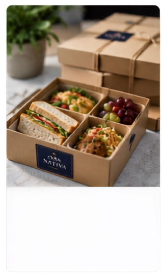 Box lunch empacado con alimentos frescos